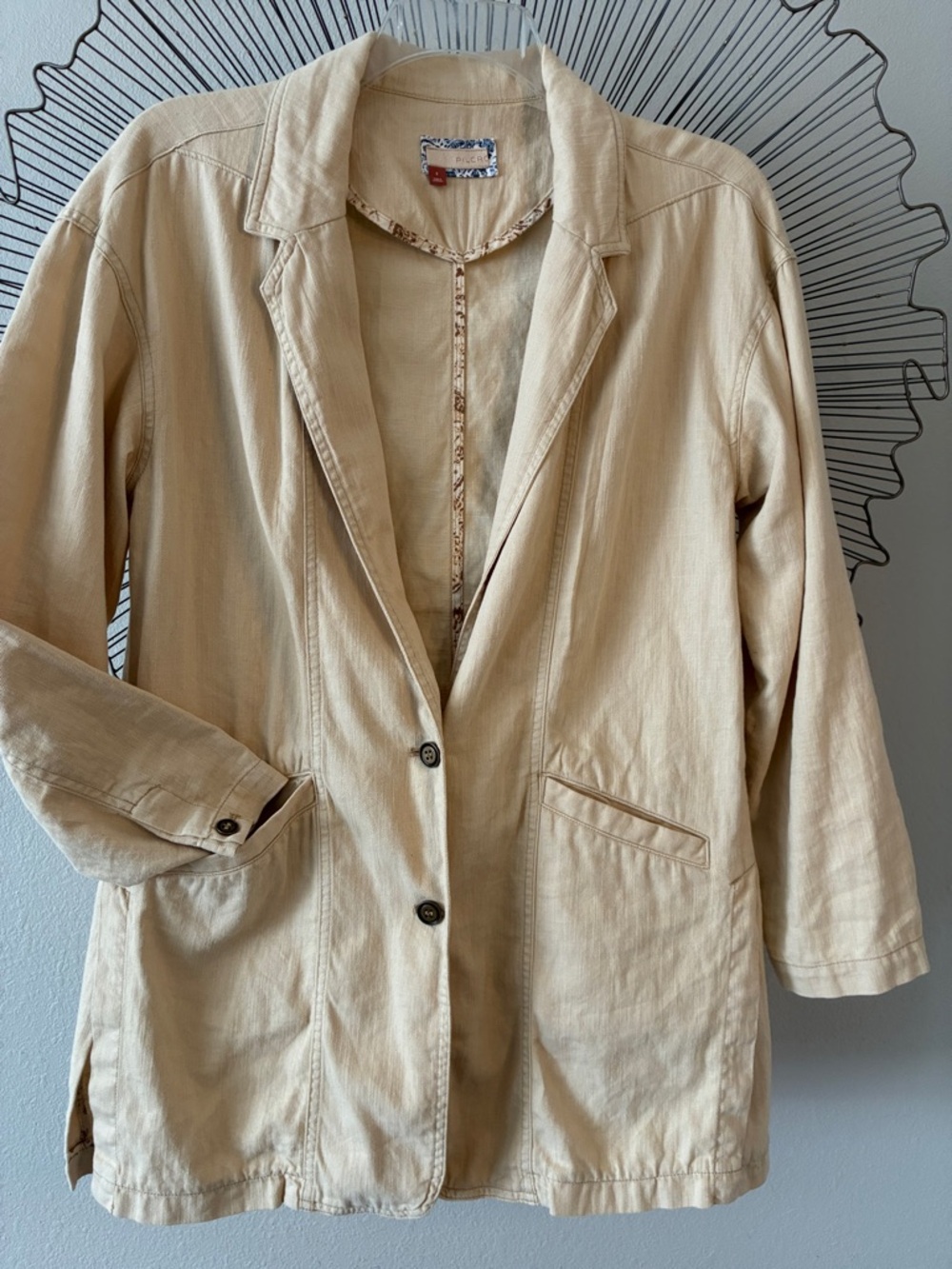 Pilcro Beige Cotton Blazer Jacket